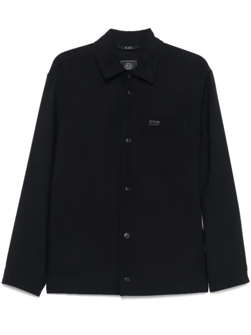 Fay surchemise en laine - Bleu - Fay - Modalova