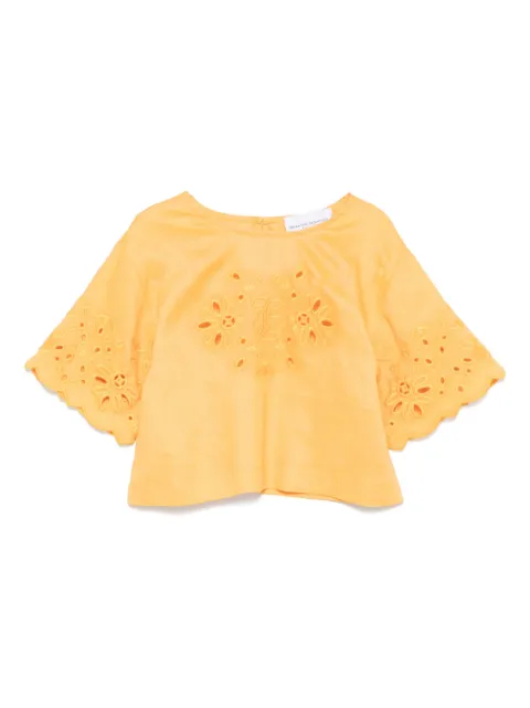 Ermanno Scervino Junior blusa con bordado inglés