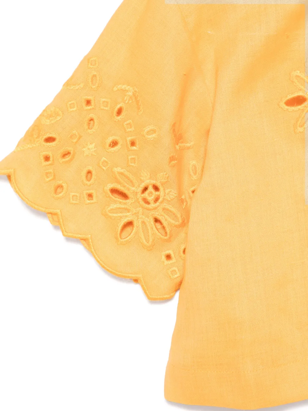 Ermanno Scervino Junior Broderie anglaise shirt Geel