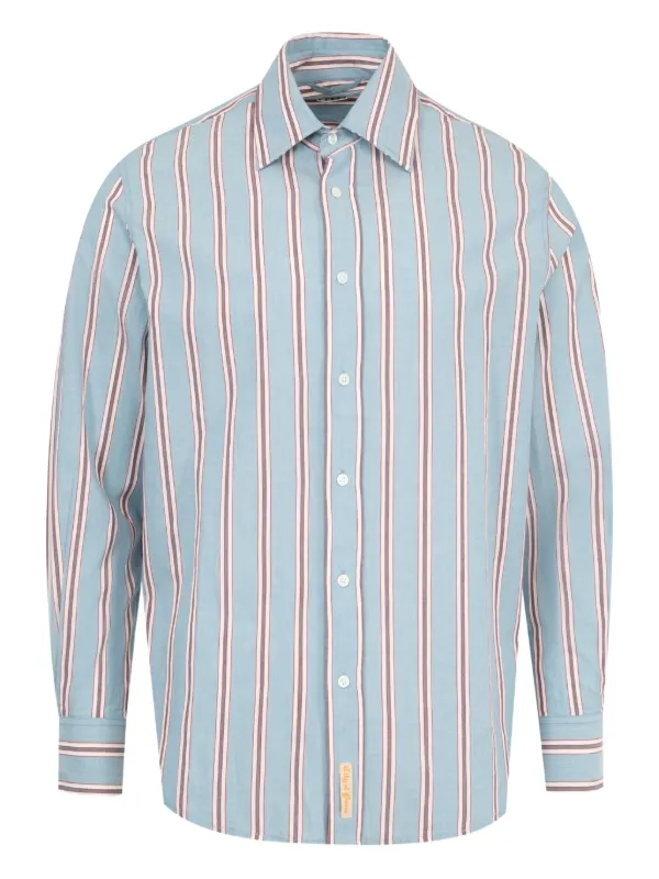 Bode Regatta Striped Shirt in Blue