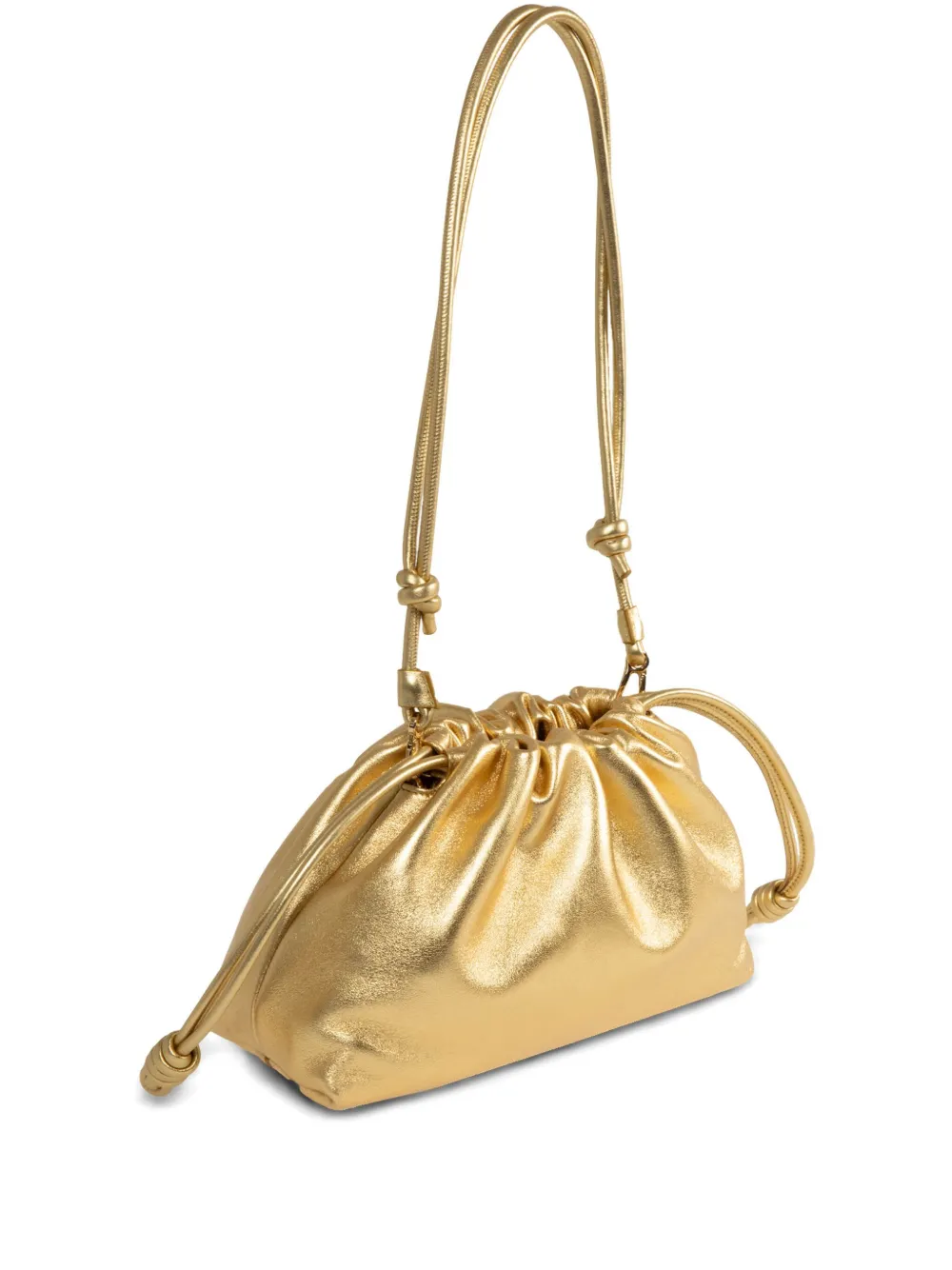 LOEWE Flamenco clutch met metallic trekkoord Goud