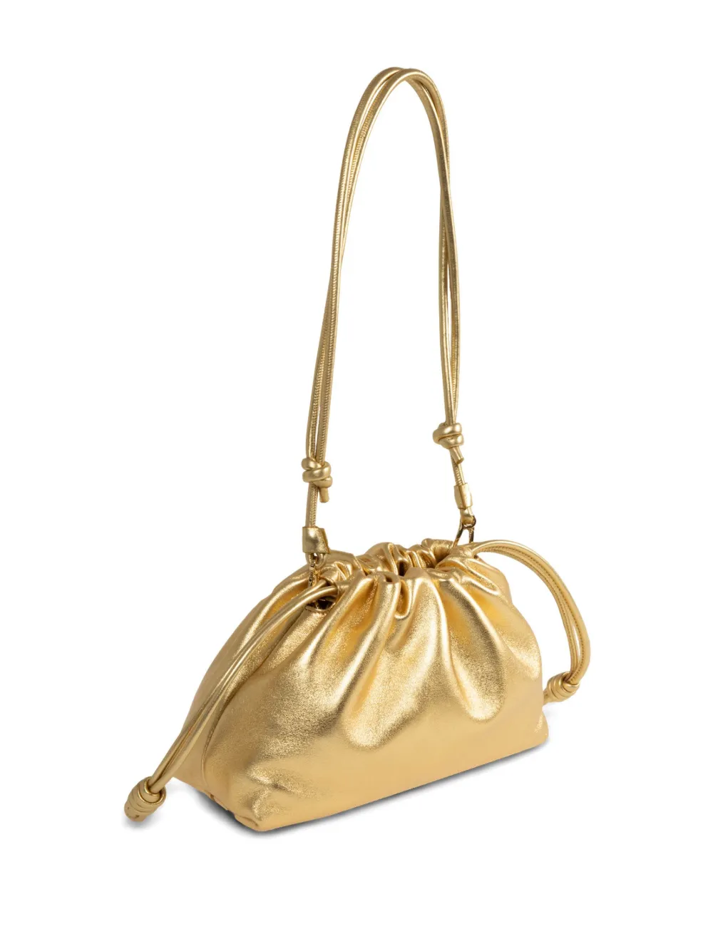 Loewe Flamenco Metallic Drawstring Clutch Bag In Gold