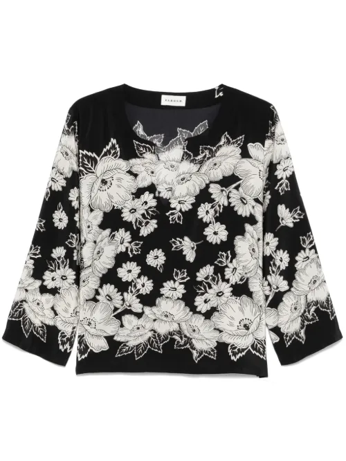 Blouse à fleurs imprimées - P.A.R.O.S.H. - Modalova