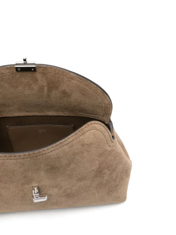 【Toteme】“T-Lock” ショルダーバッグ スエード 送料関税込 TOTEME T-Lock スエード ショルダーバッグ | NET-A-PORTER