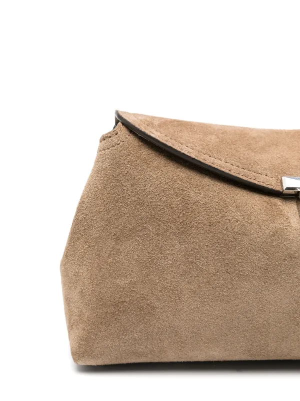TOTEME T-Lock Suede Shoulder Bag | Brown | FARFETCH AZ
