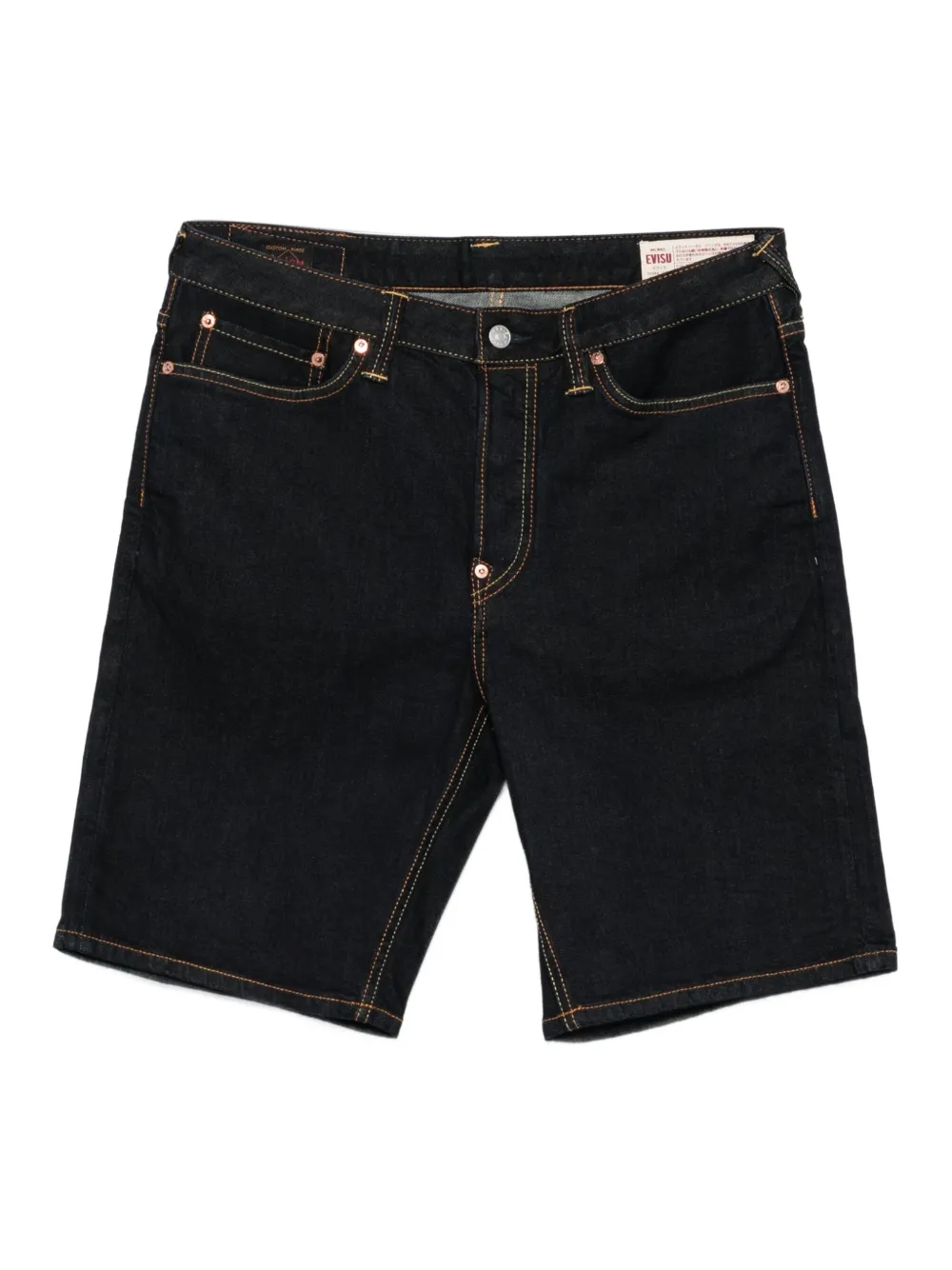 EVISU Denim shorts met graffiti-print Blauw