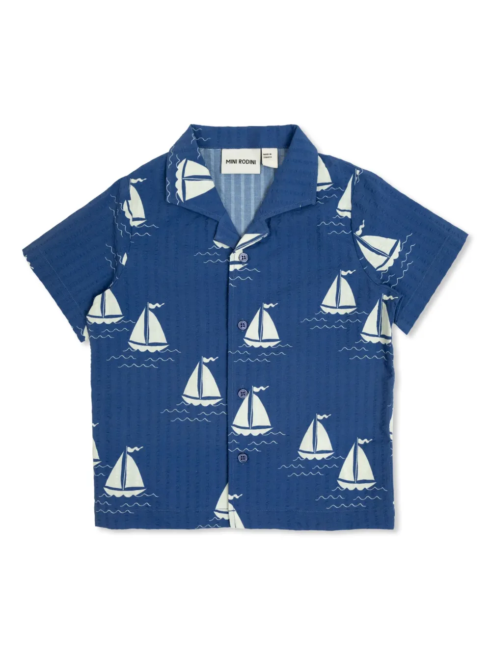 Mini Rodini Sailing Boats シャツ - ブルー Mini Rodini Sailing Boats シャツ - ブルー