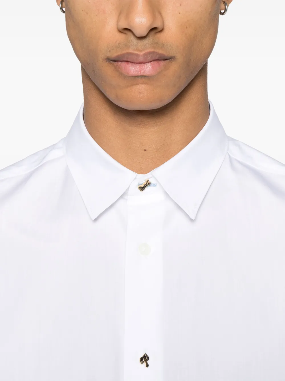 Shop Paul Smith Charm-button Cotton Shirt In White