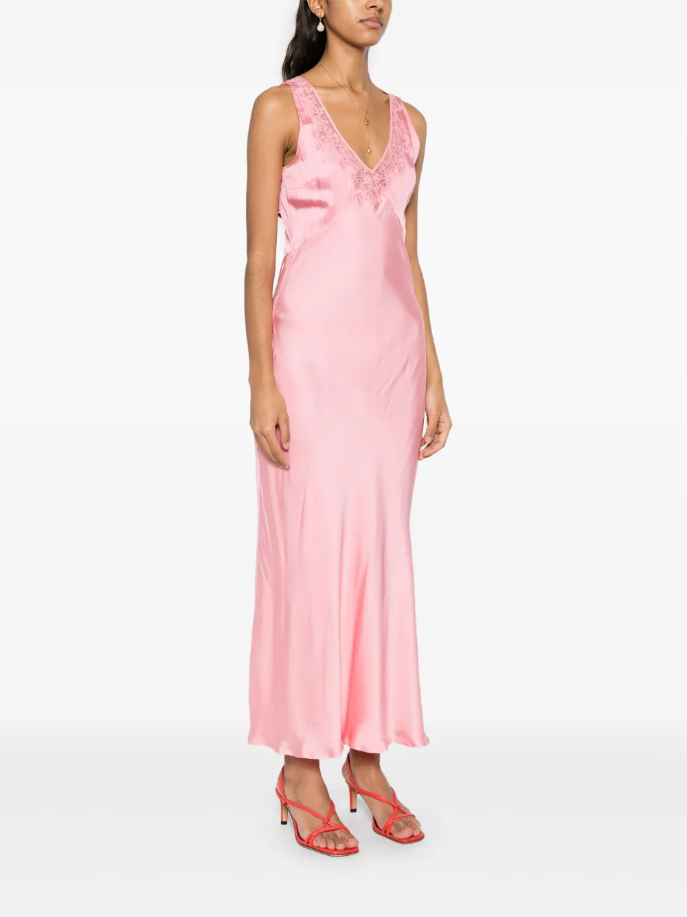 TWINSET Satijnen maxi-jurk Roze