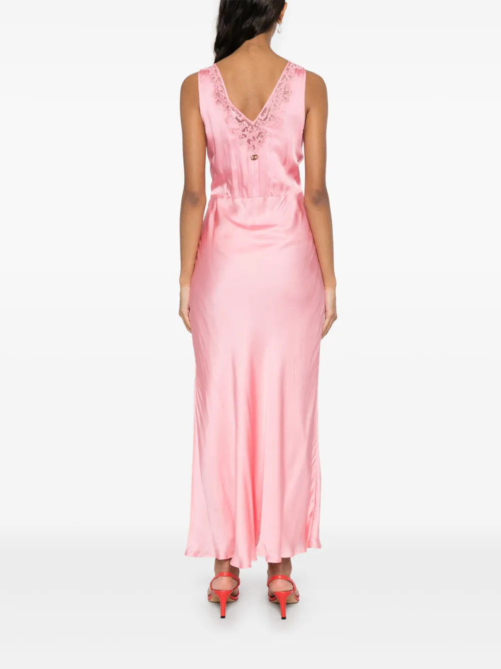 TWINSET Satijnen maxi-jurk Roze