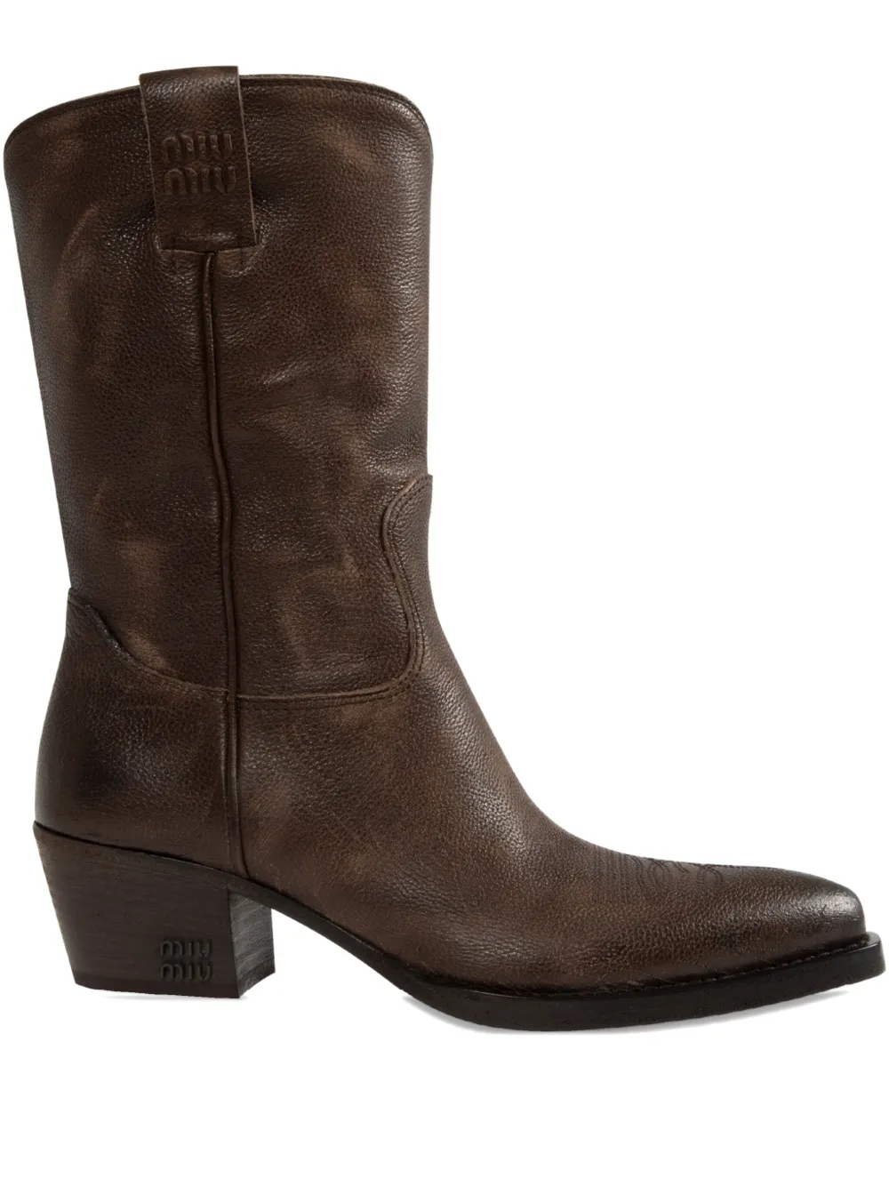 Miu 45mm leather cowboy boots Brown