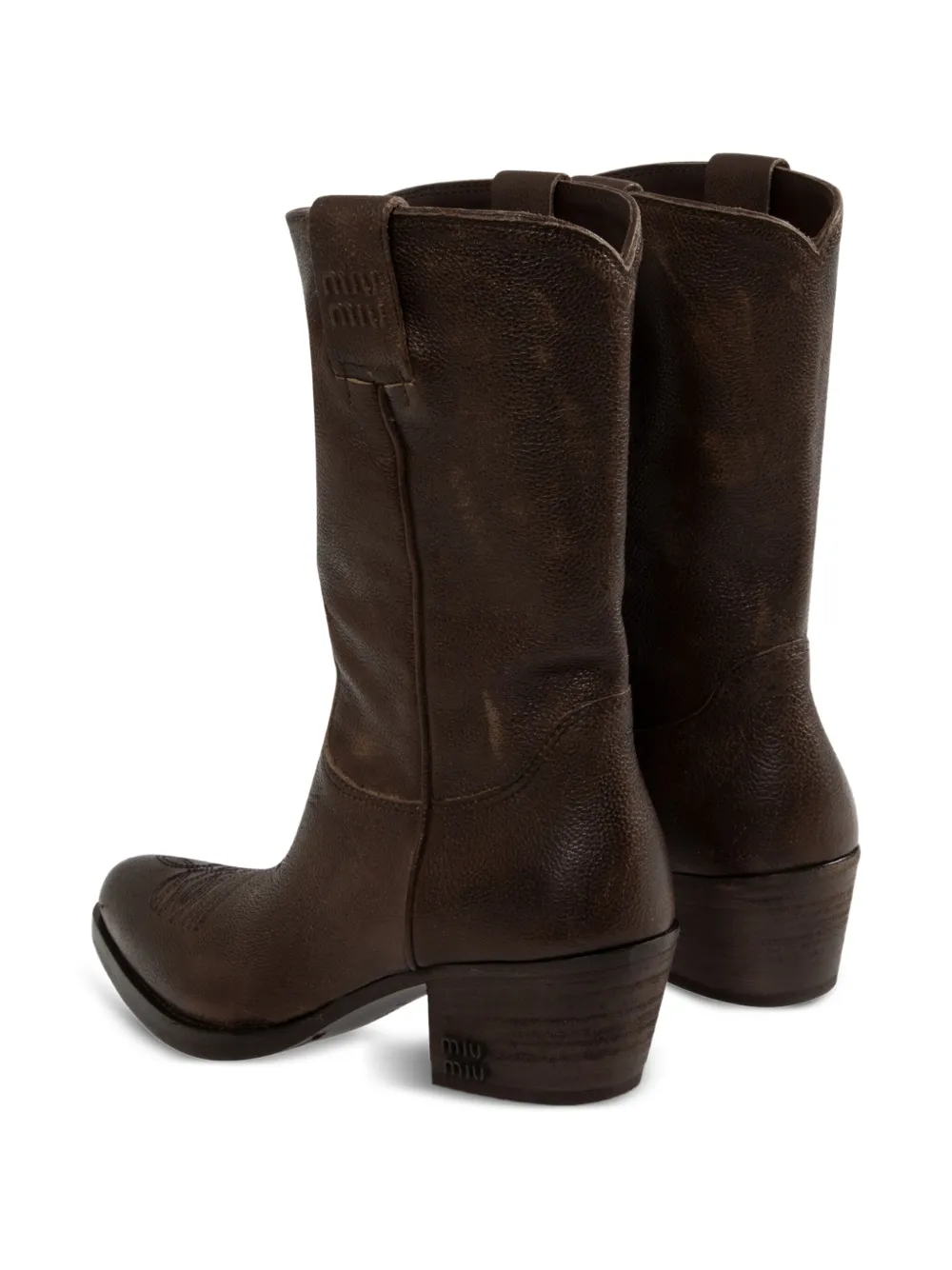 Miu 45mm leather cowboy boots Brown