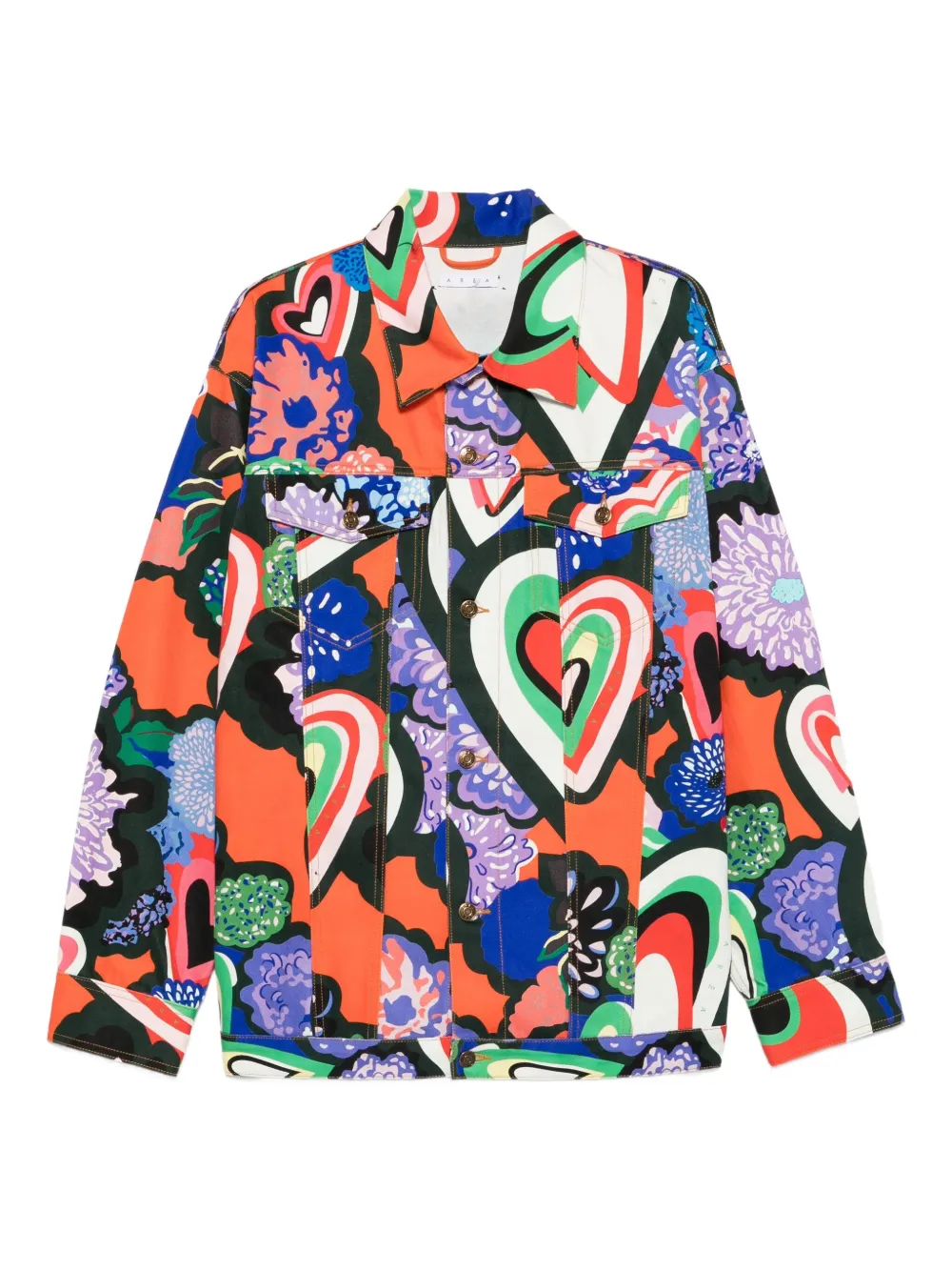 graphic-print denim jacket