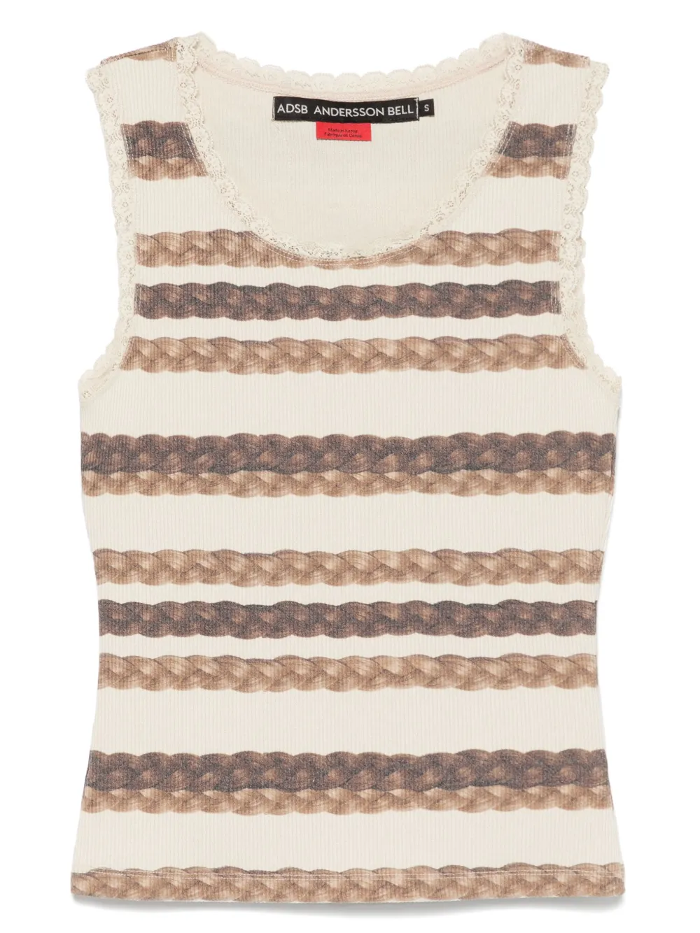 Andersson Bell Tanktop met gevlochten streep Beige
