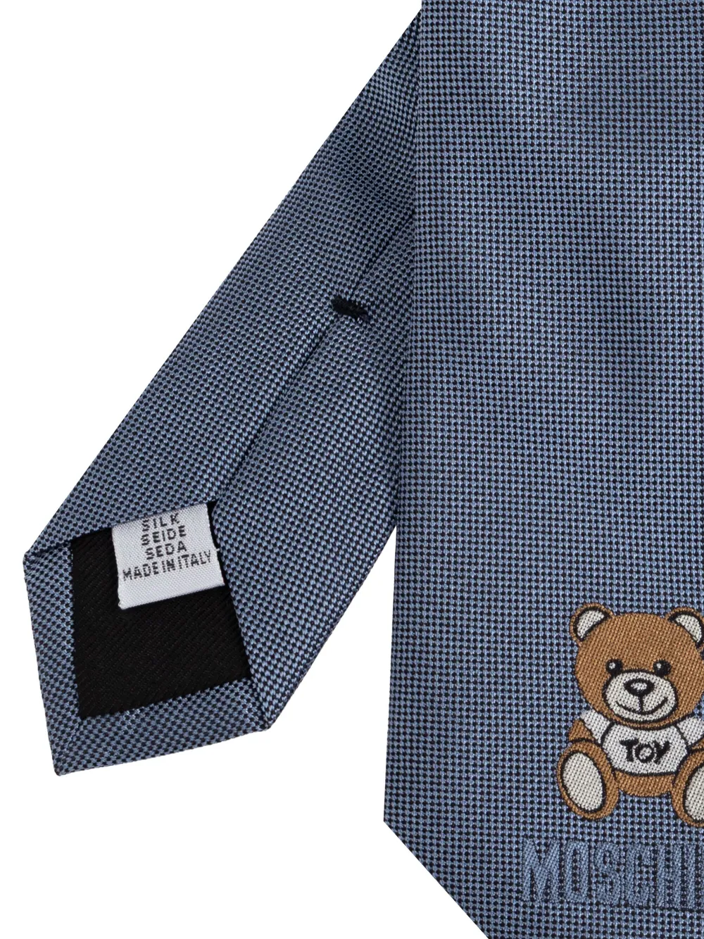 Moschino Stropdas met geborduurde beer Blauw