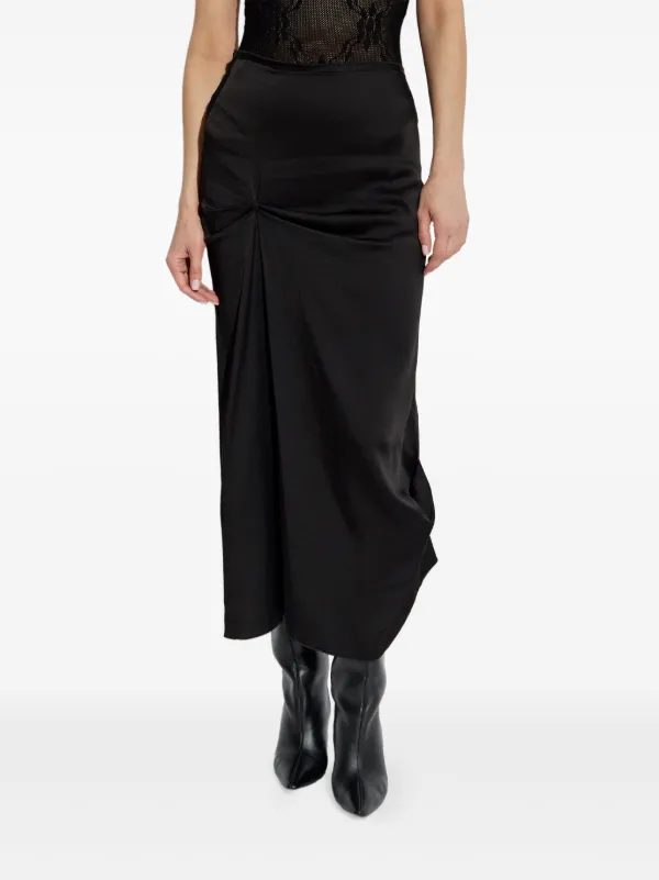 スカート Victoria Beckham Black midi skirt with draping Victoria Beckham Draped Pleat Satin Midi Skirt | Neiman Marcus