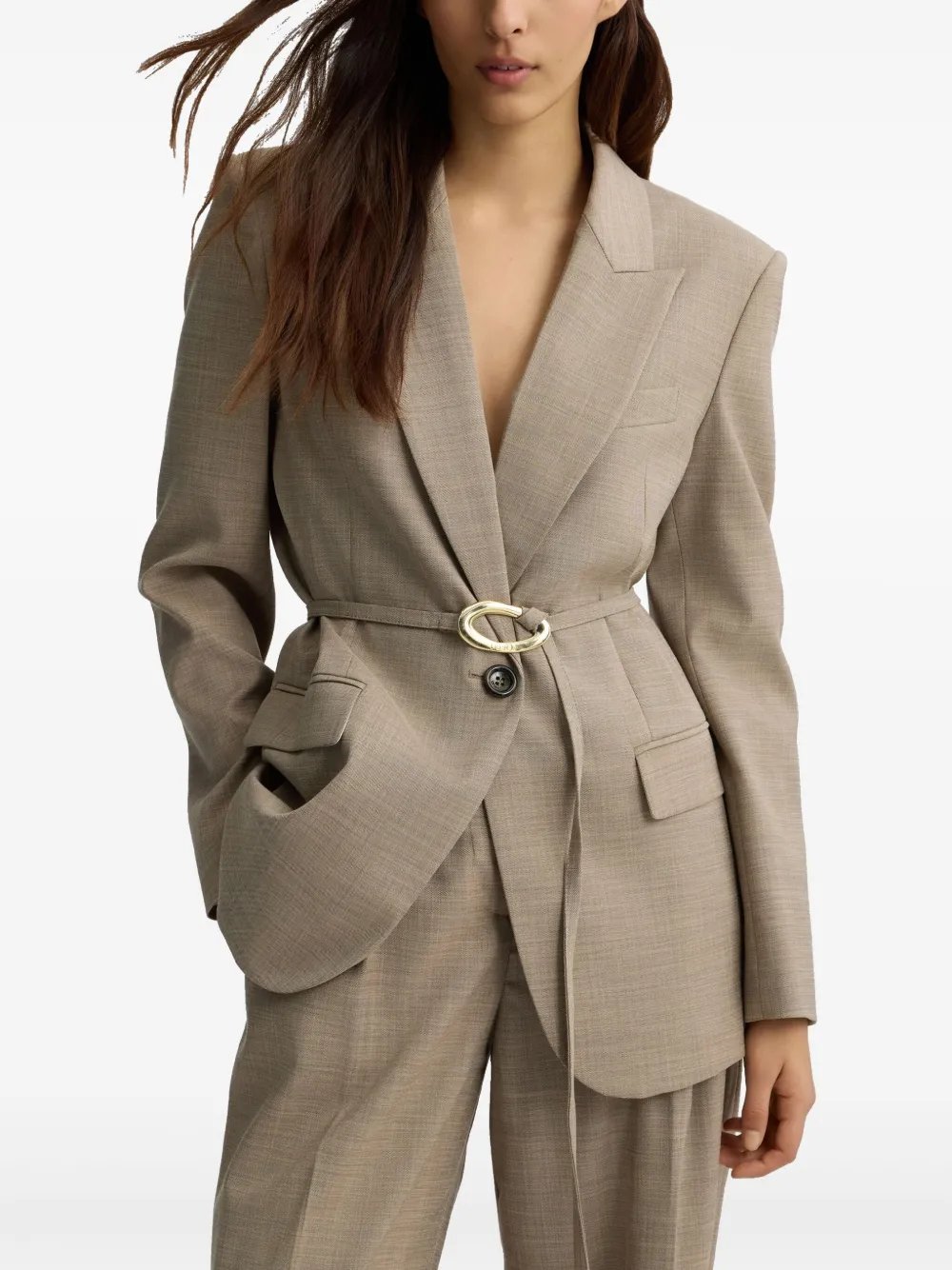 LIU JO Blazer met ceintuur Beige
