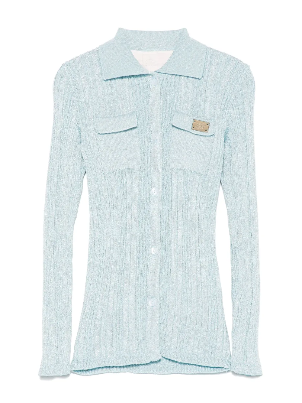 Miss Blumarine リブニット シャツ - ブルー Miss Blumarine リブニット シャツ - ブルー