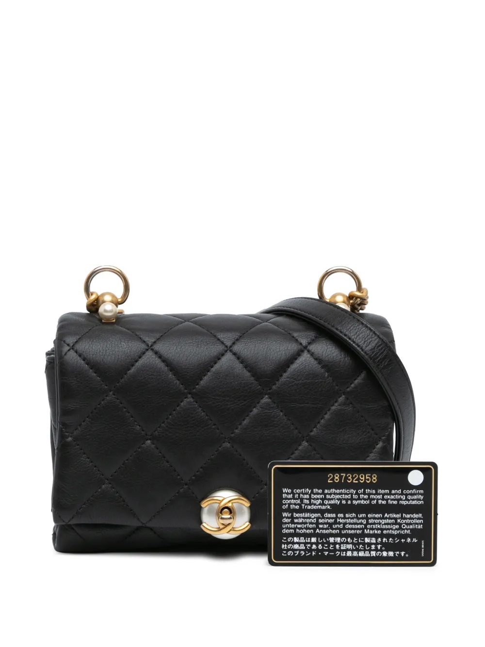 2019 Quilted Calfskin Pearl Cc Accordion Flap Crossbody Bag