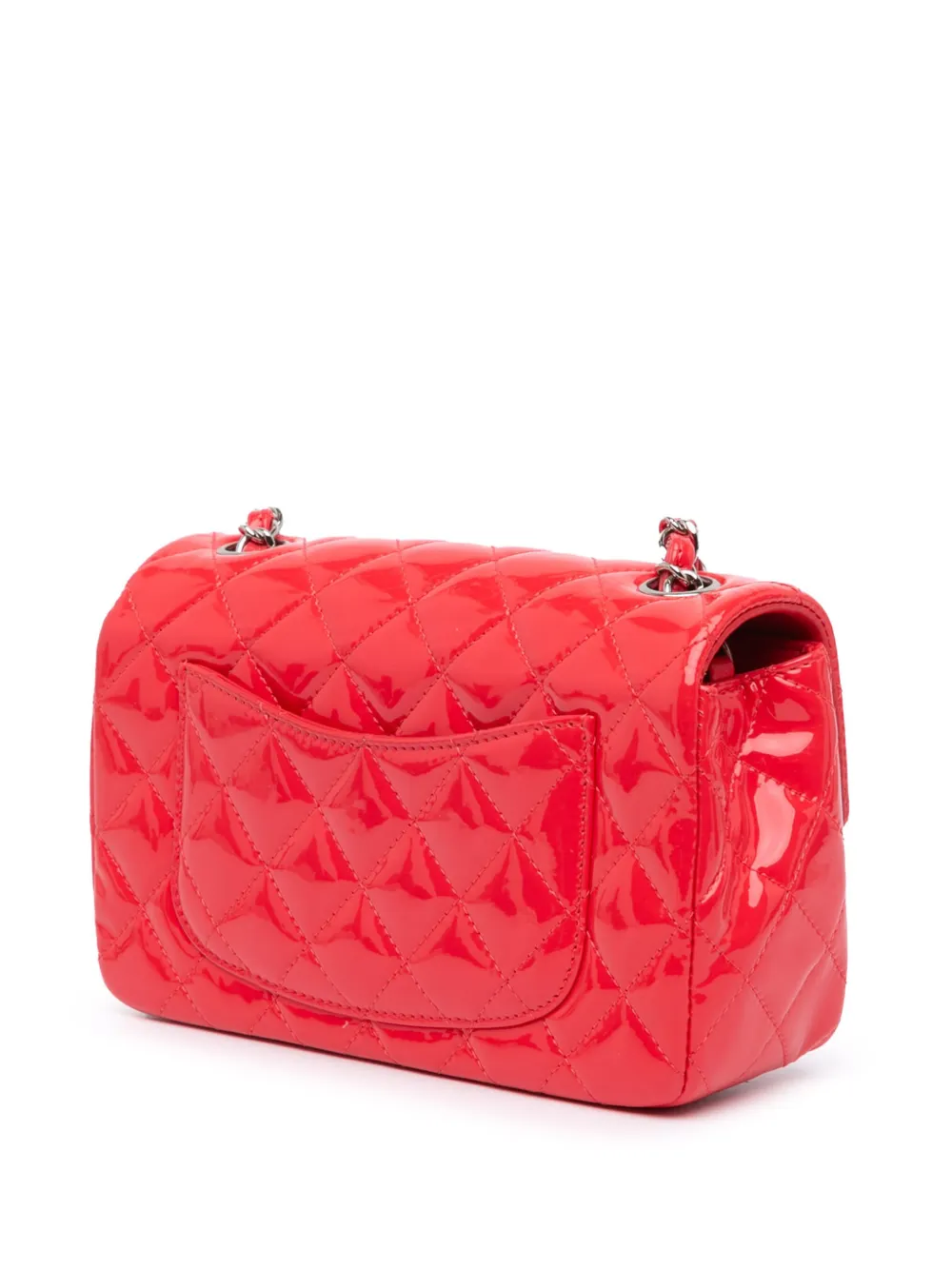 CHANEL Pre-Owned 2015-2016 Mini Classic Chevron Single Flap rechthoekige lakleren crossbodytas - Rood