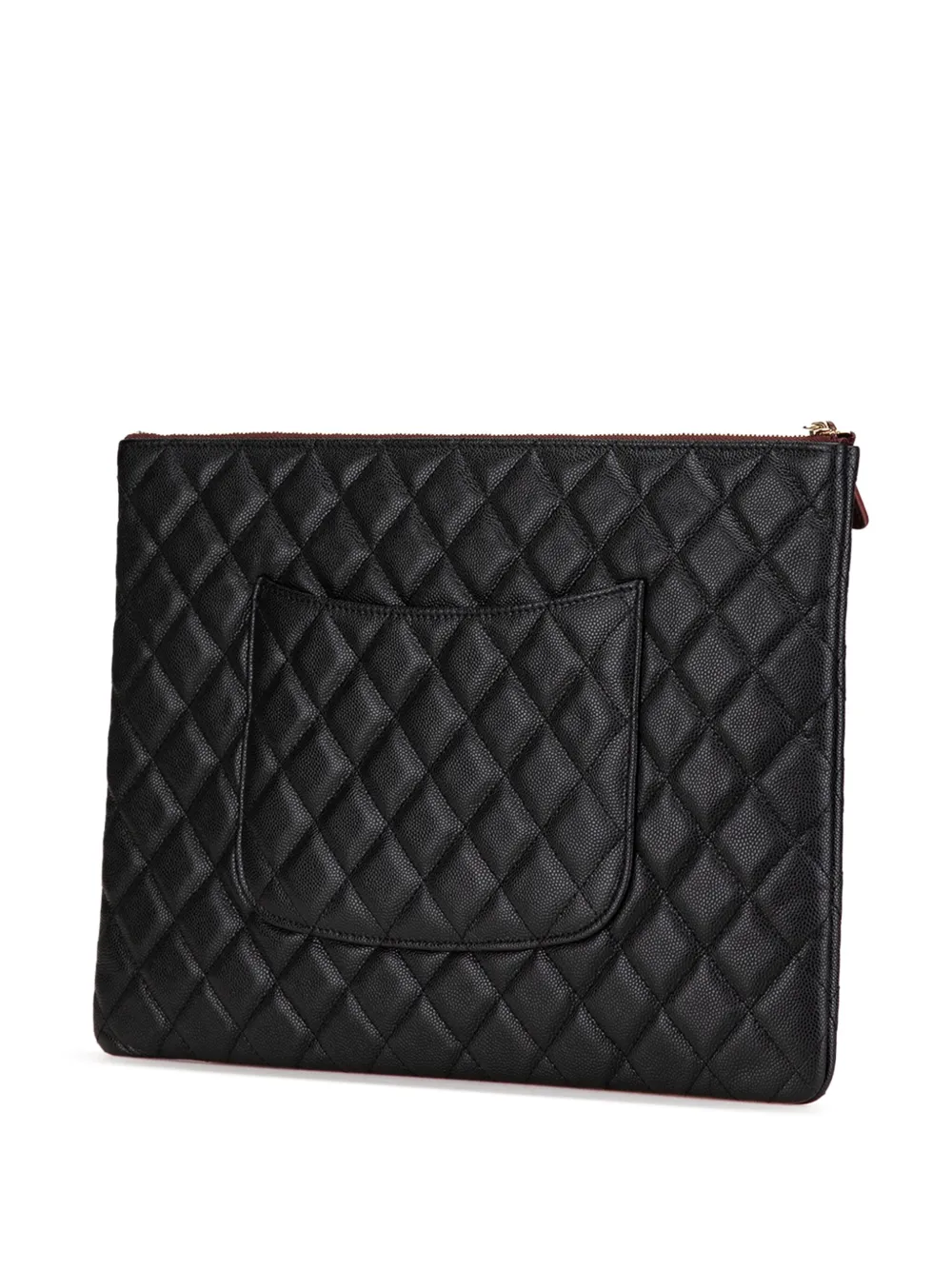 CHANEL Pre-Owned 2021 grote gewatteerde Caviar O Case clutch - Zwart