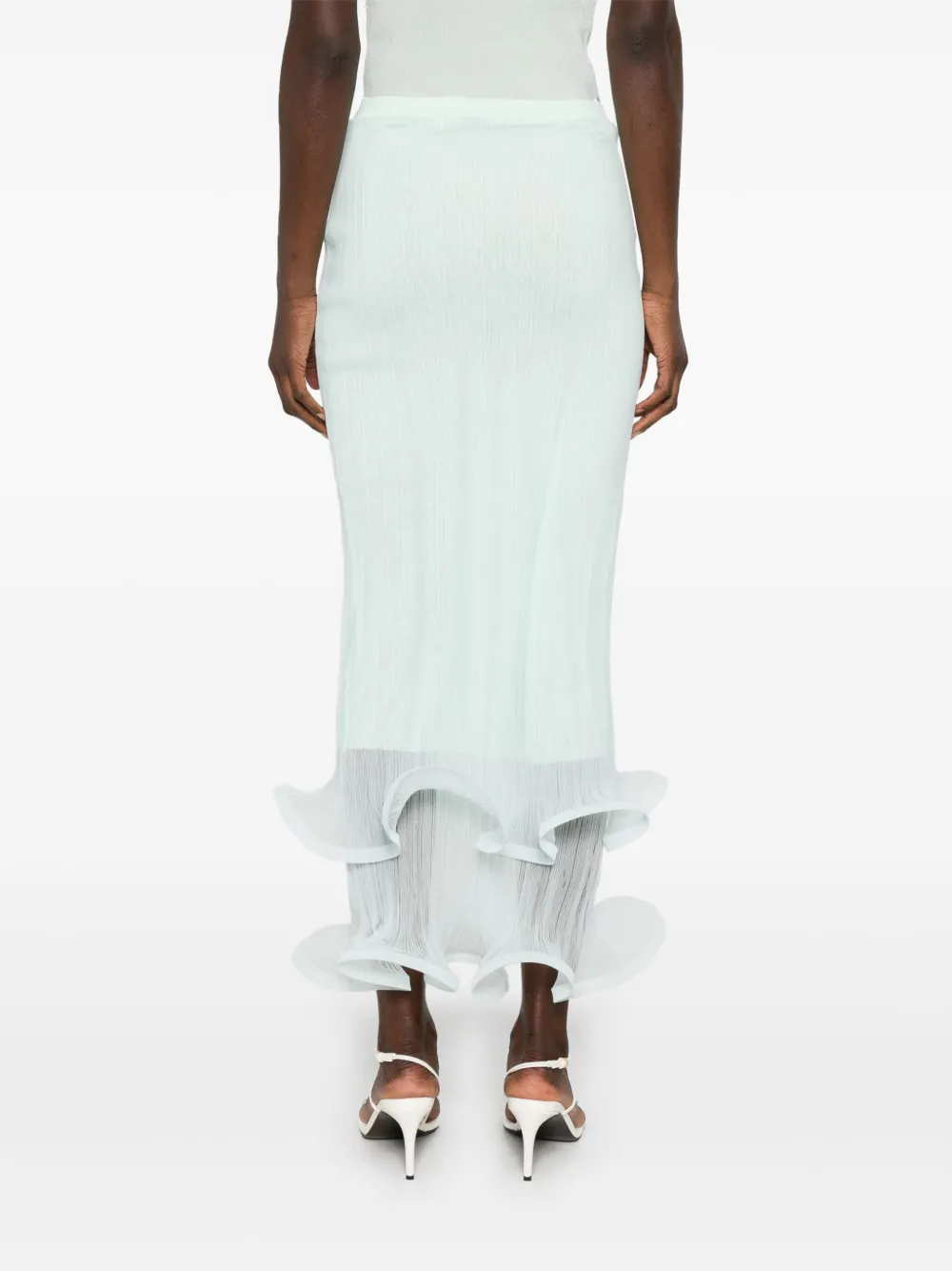 Simkhai Kelso Knit Semi-sheer Midi Skirt In Green