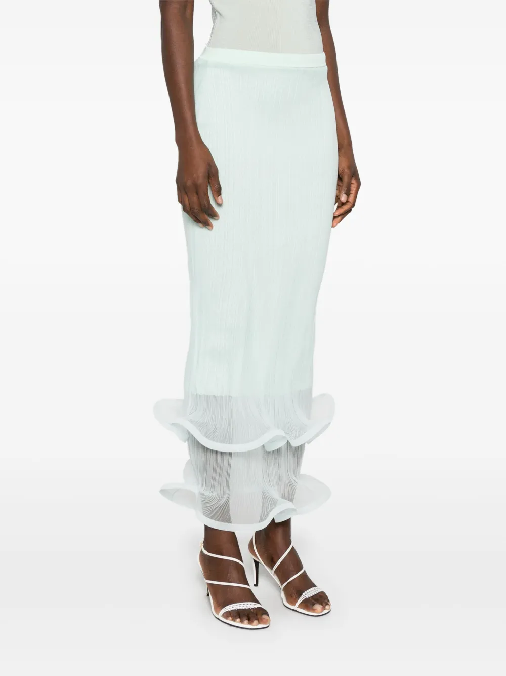 Simkhai Kelso Knit Semi-sheer Midi Skirt In Green