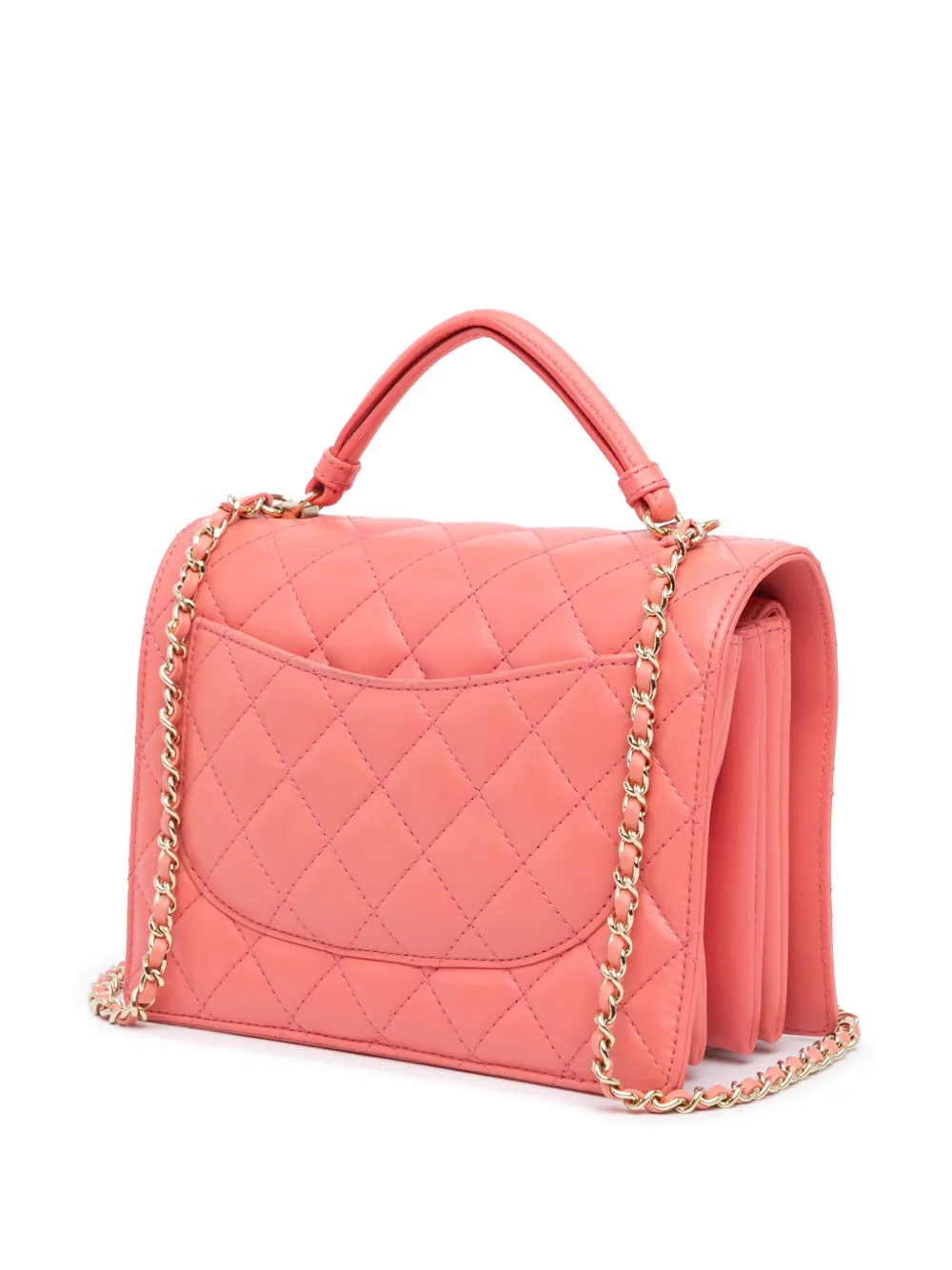 CHANEL Pre-Owned 2017-2018 CC Tied Flap gewatteerde lamslere nboekentas met handvat - Roze