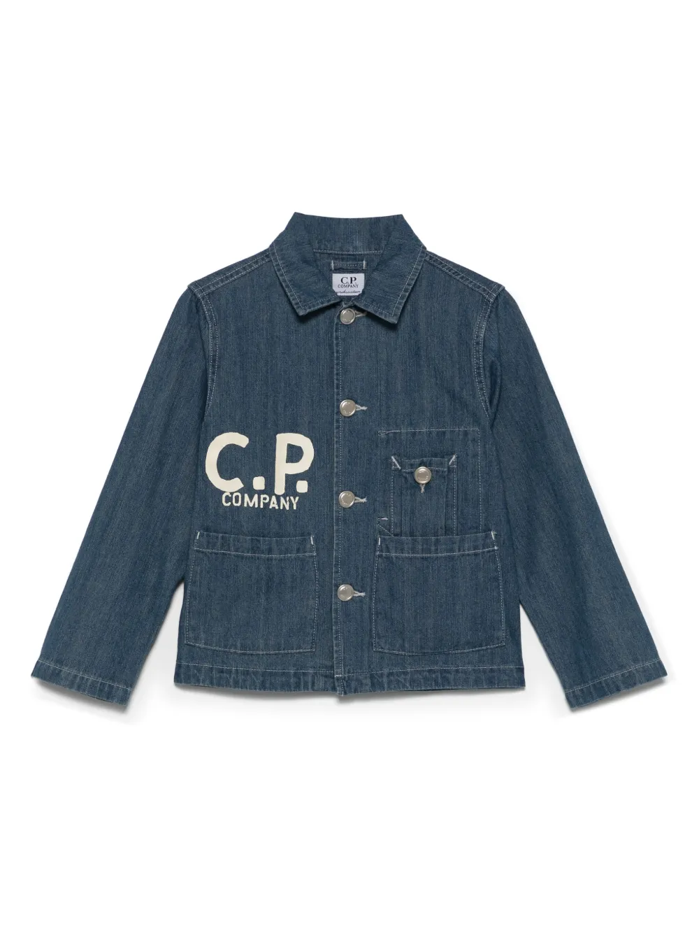 C.P. Company Kids Spijkerjack met logoprint Blauw