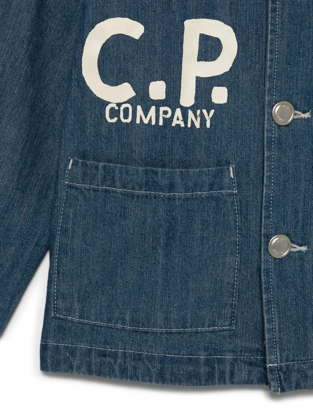C.P. Company Kids Spijkerjack met logoprint Blauw