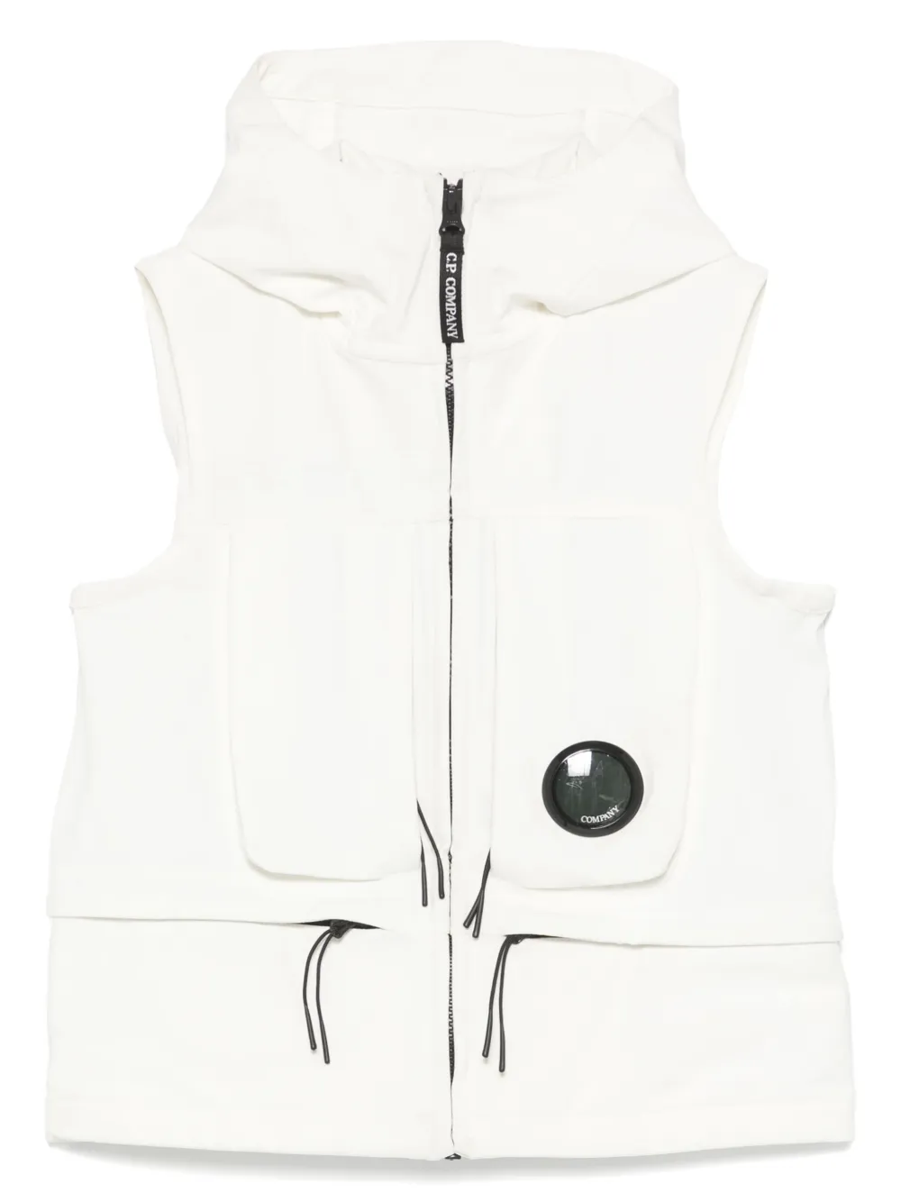 C.p. Company Sleeveless Hooded Jacket In White