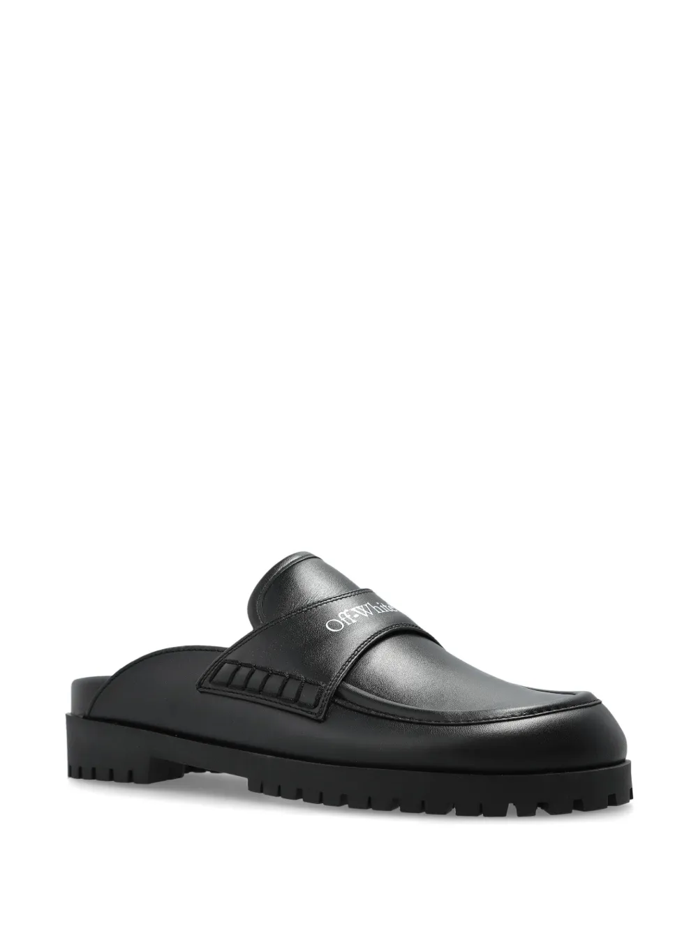 Off-White leather loafers - Zwart