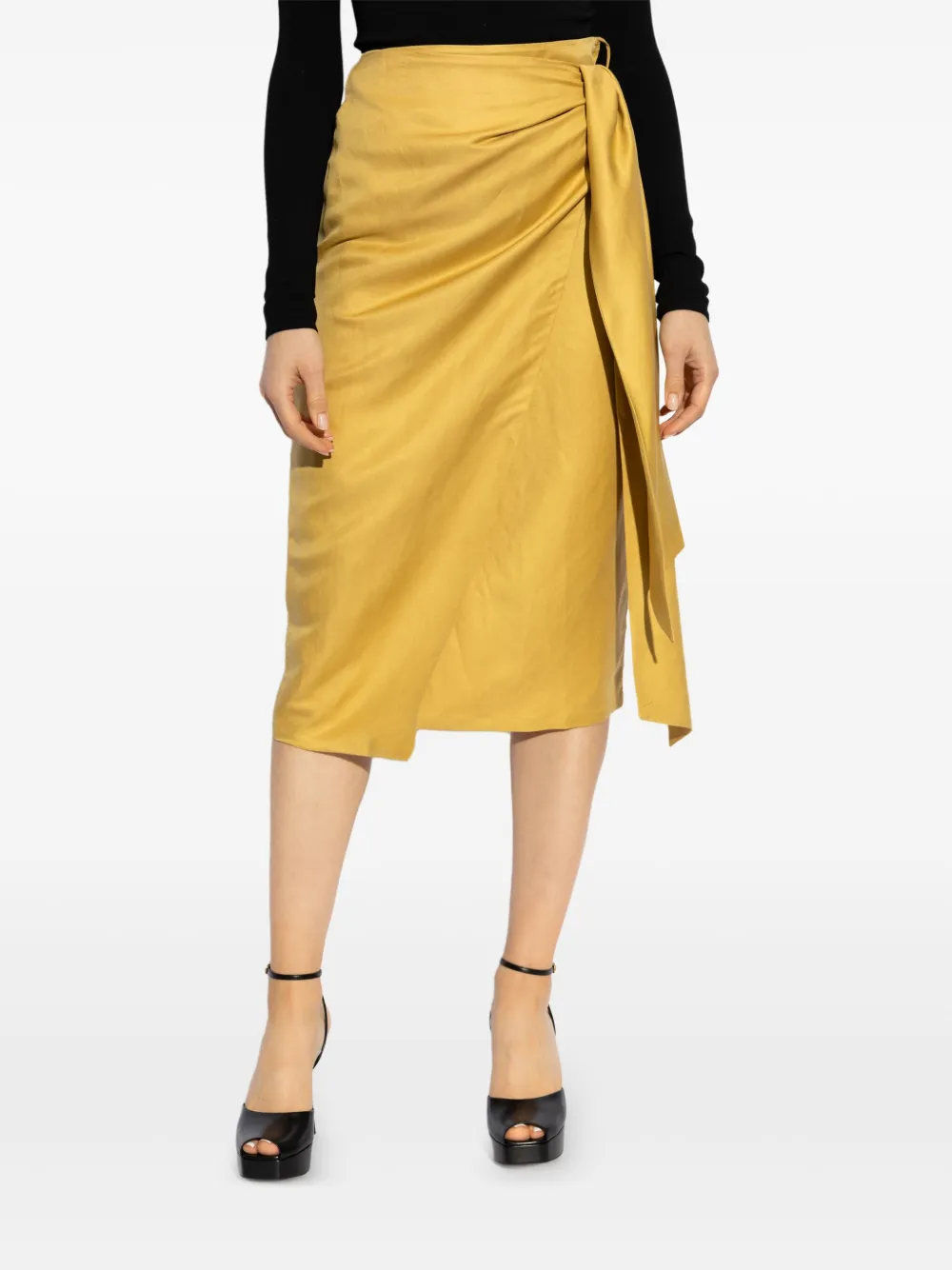 Max Mara draped midi skirt - Geel