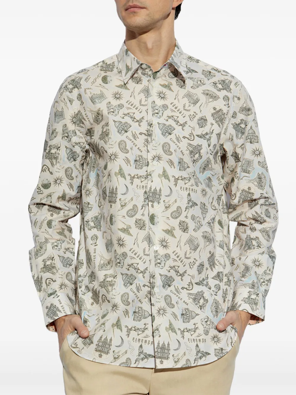 Paul Smith Katoenen overhemd met print Beige