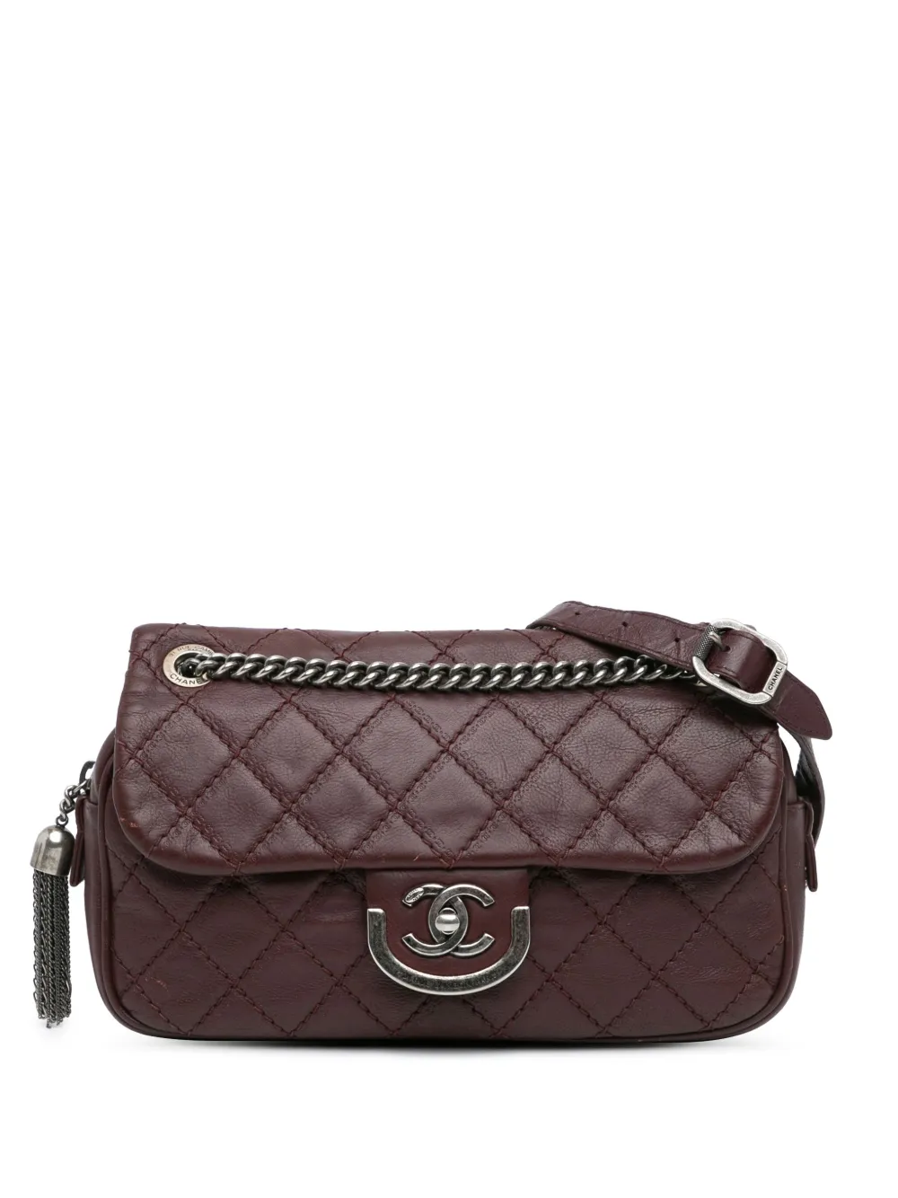Pre-owned Chanel 2013-2014 Paris Edinburgh Medium Calfskin Coco Sporran Flap Crossbody Bag In Red