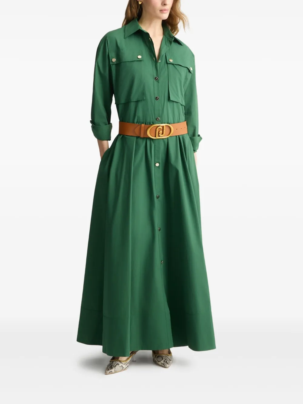 LIU JO button-front utility dress - Groen