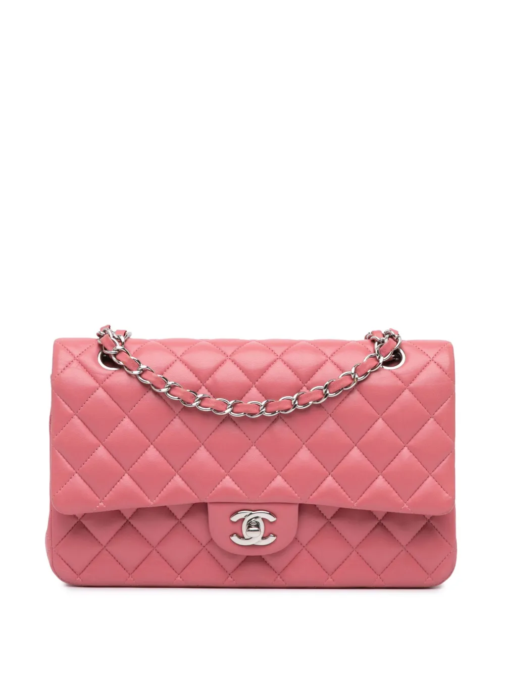 CHANEL Pre-Owned 2013-2014 ミディアム クラシック ラムスキン ダブルフラップ ショルダーバッグ - ピンク CHANEL Pre-Owned 2013-2014 ミディアム クラシック ラムスキン ダブルフラップ ショルダーバッグ - ピンク