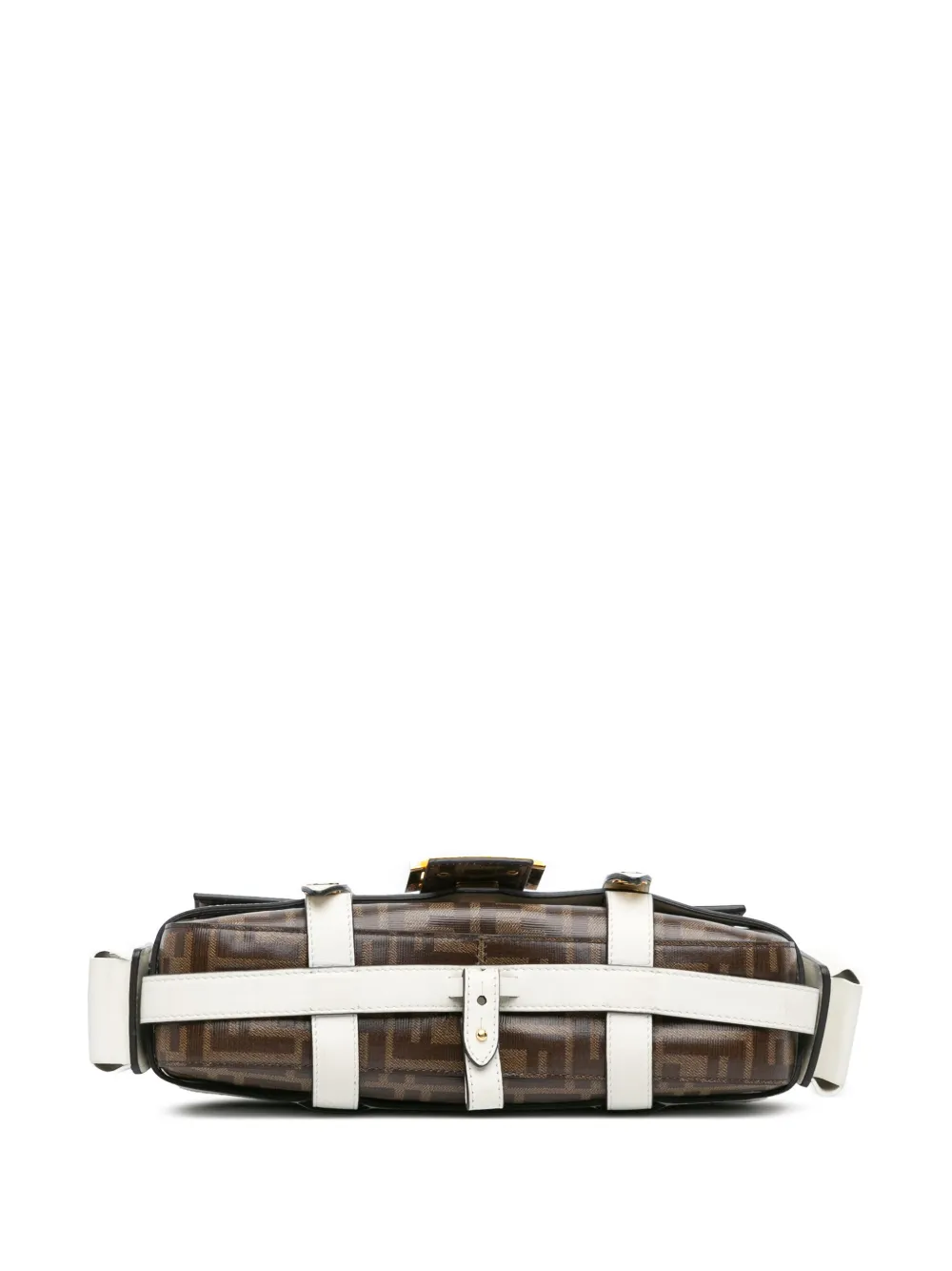 Pre-owned Fendi 2010-2024 Zucca Glazed Fabric Cage Baguette Satchel In Brown