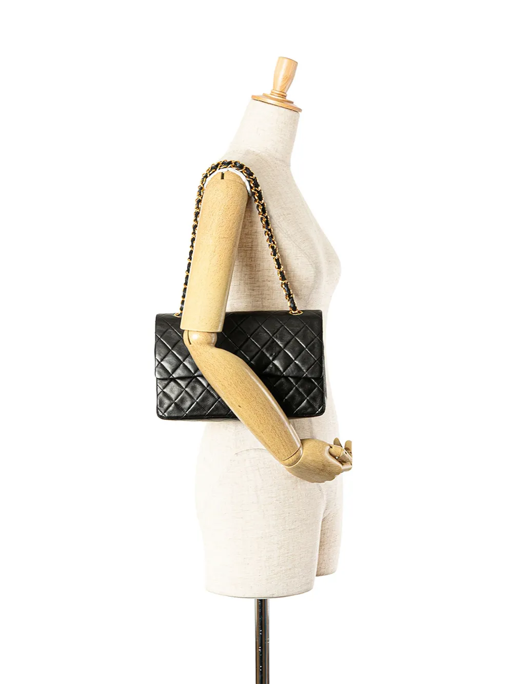 CHANEL Pre-Owned 1997-1999 Classic leren Double Flap medium schoudertas - Zwart