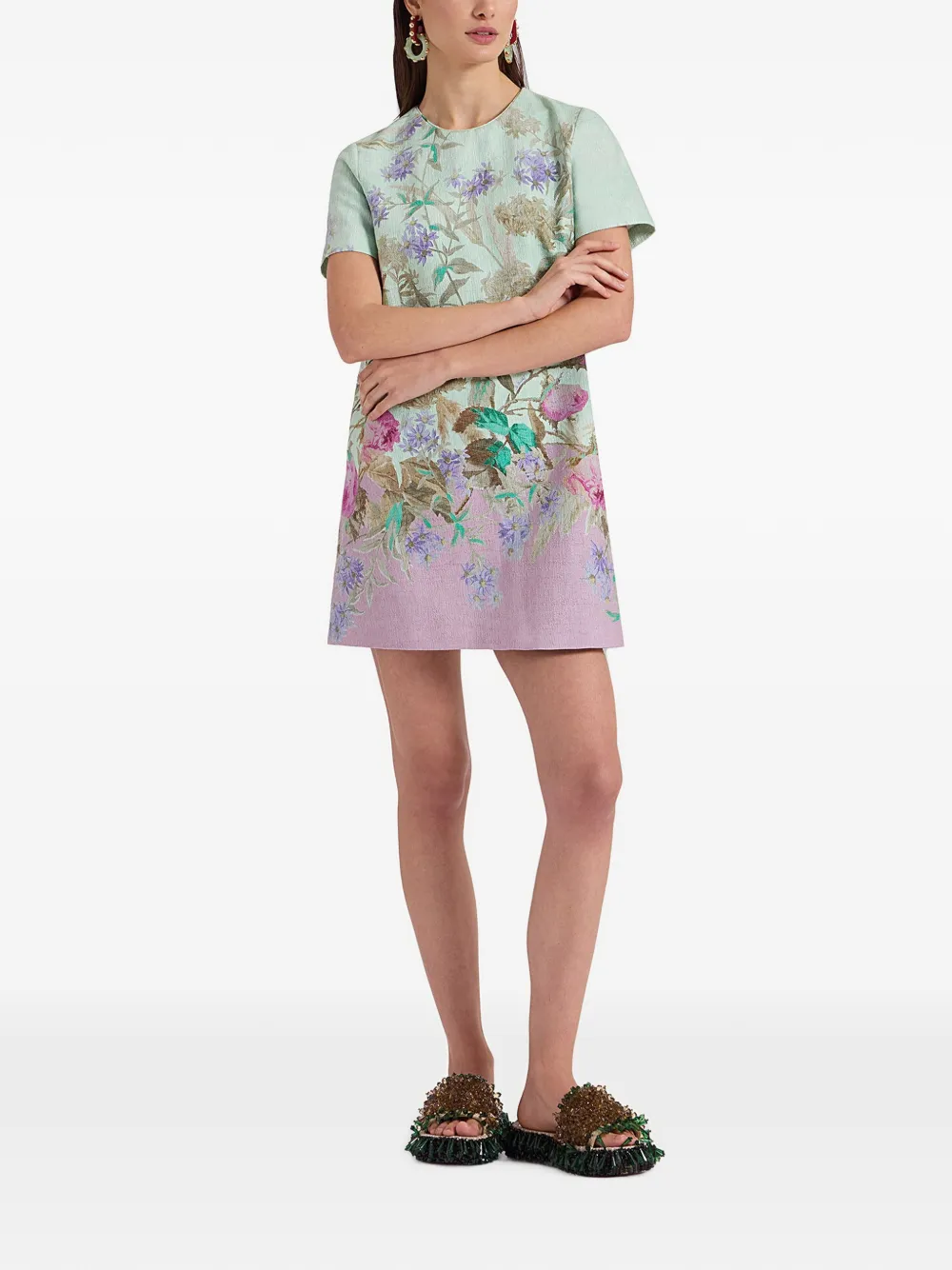 La DoubleJ Mini-jurk met bloemenprint Groen