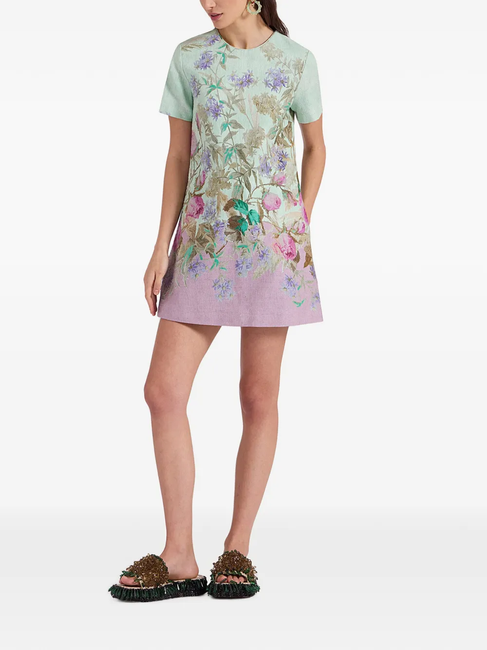 La DoubleJ Mini-jurk met bloemenprint Groen