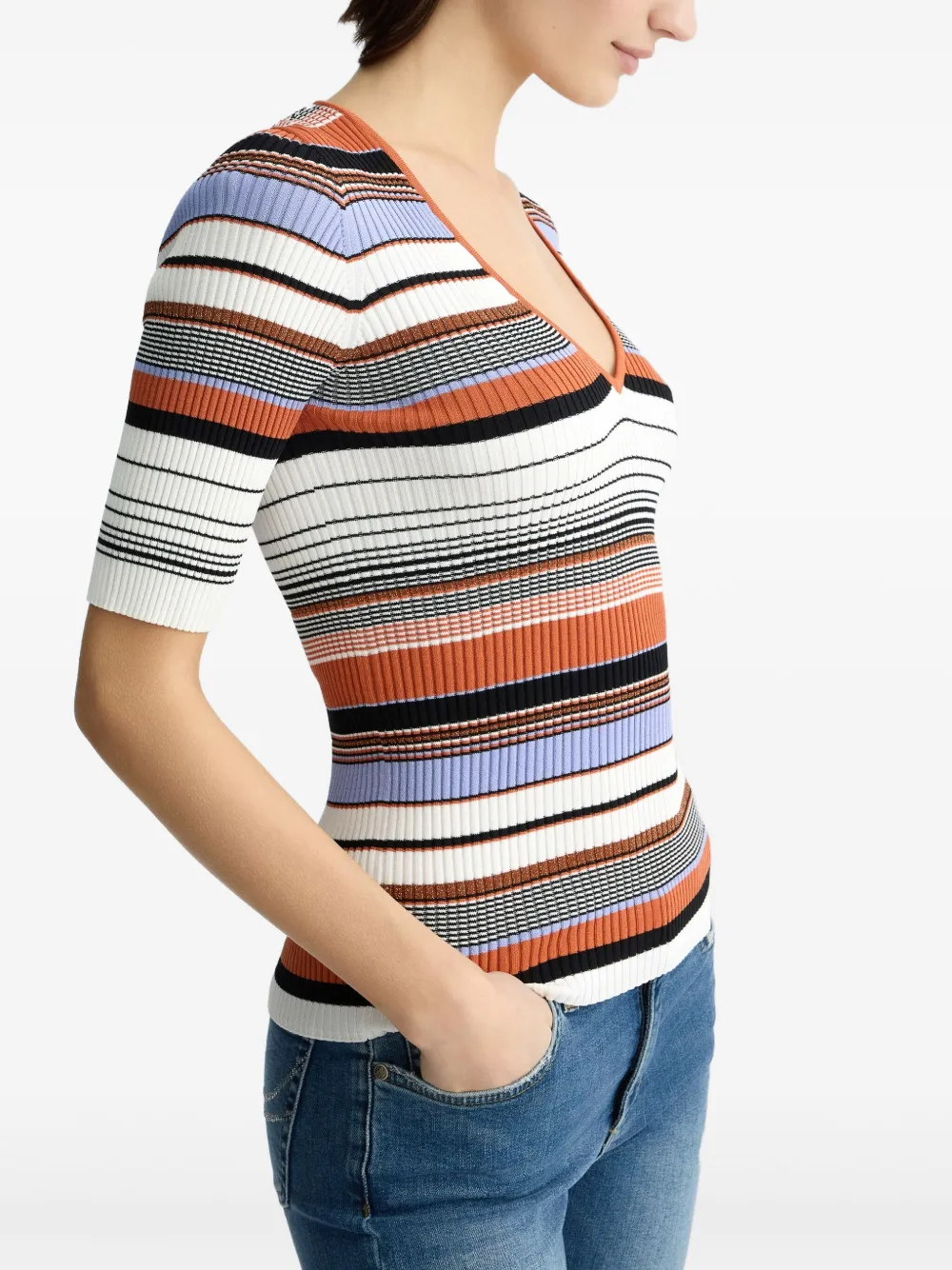 LIU JO Gestreept gebreid T-shirt Rood
