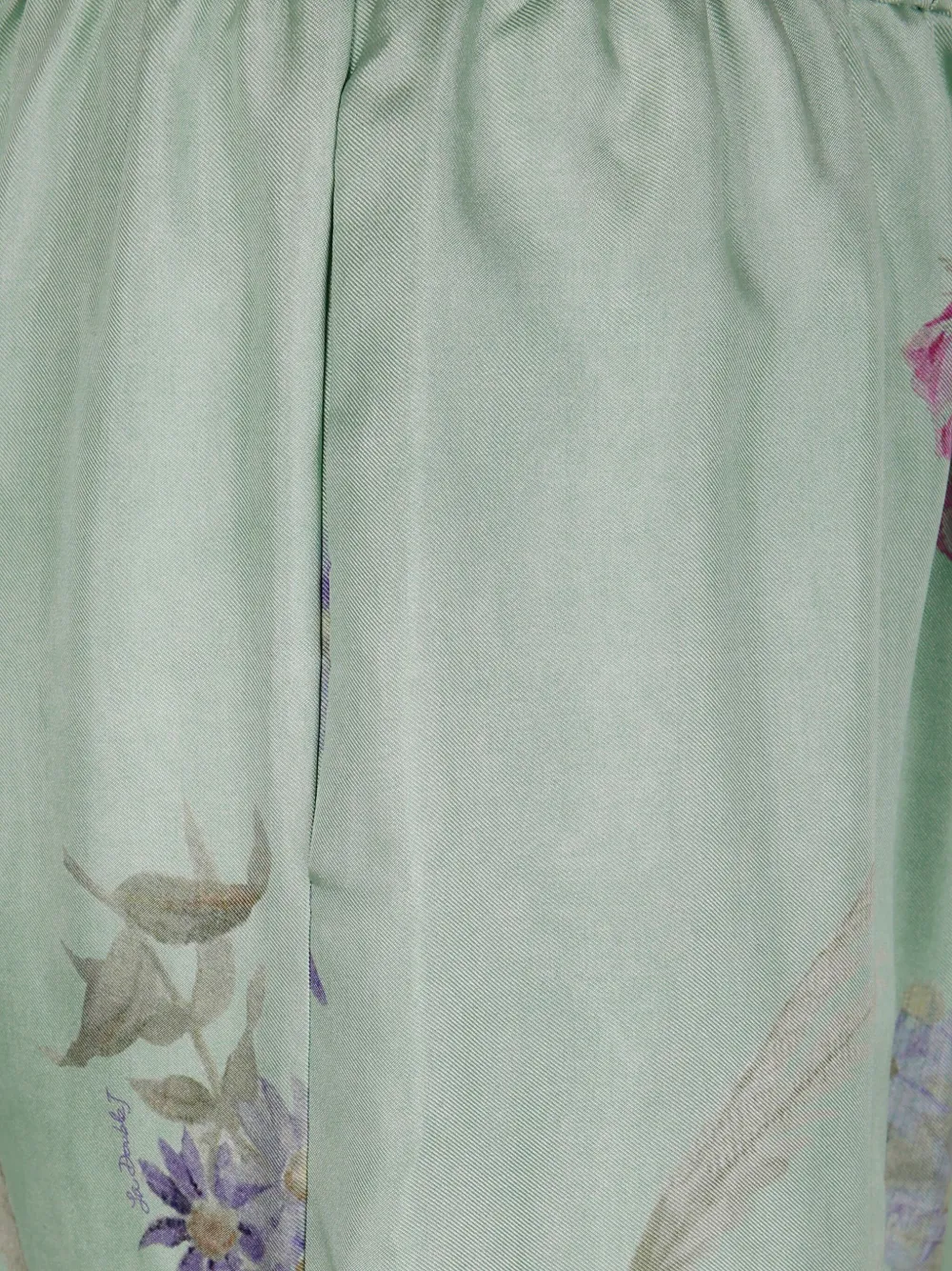 La DoubleJ Heath Placée zijden broek met print Groen