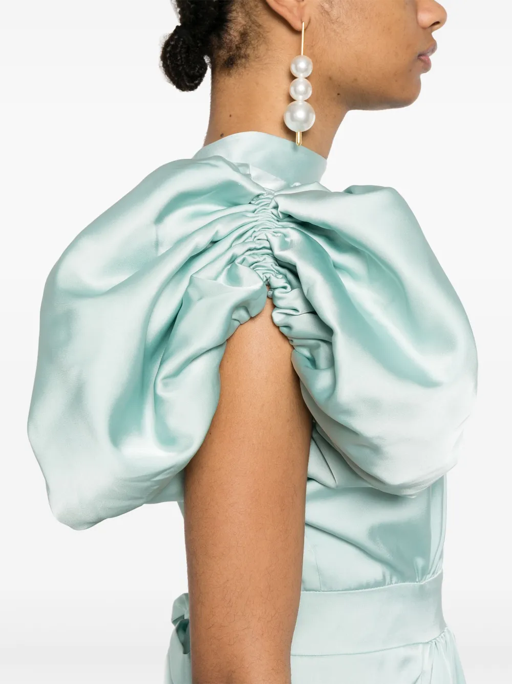ROTATE BIRGER CHRISTENSEN Midi-jurk met pofmouwen Blauw