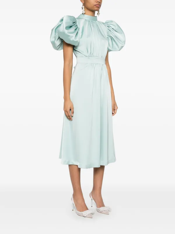 【関税&送料込】Rotate Birger Christensen Midi Dress ROTATE BIRGER CHRISTENSEN puff-sleeve Satin Midi Dress