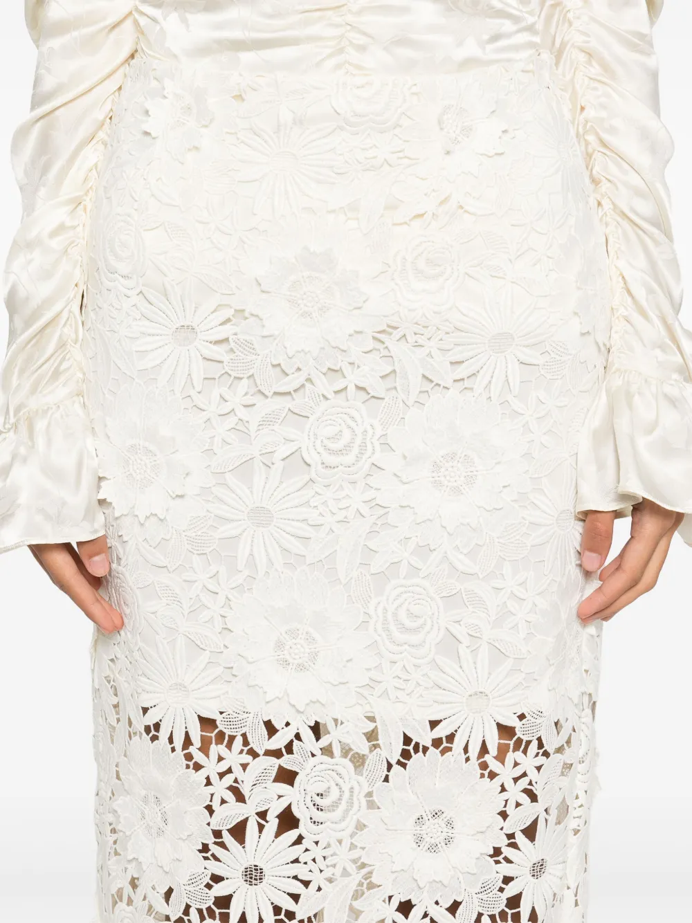 ROTATE BIRGER CHRISTENSEN 3D kokerrok met kant Beige