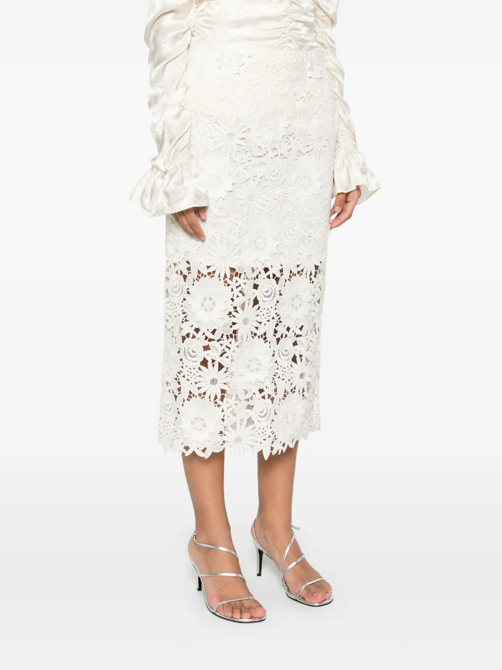 ROTATE BIRGER CHRISTENSEN 3D kokerrok met kant Beige