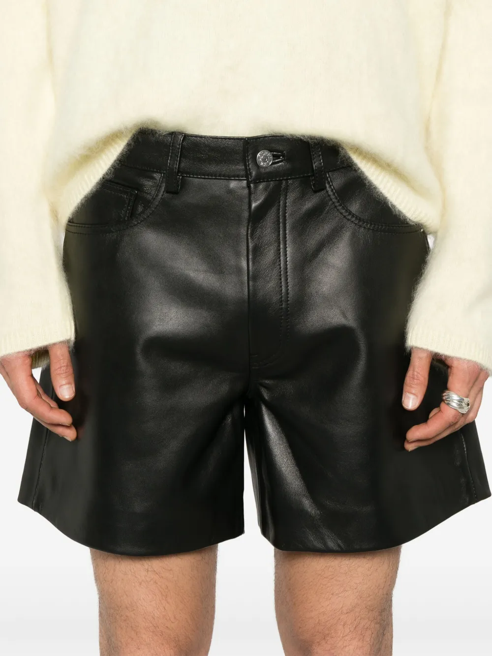 Sunflower Leren shorts Zwart