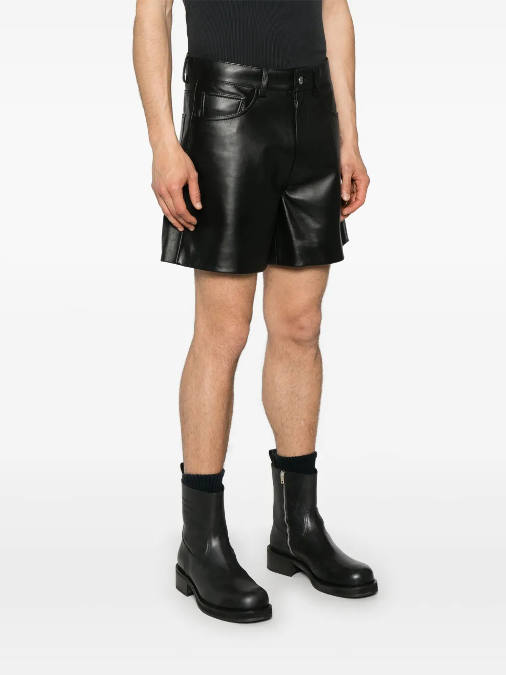Sunflower Leren shorts Zwart