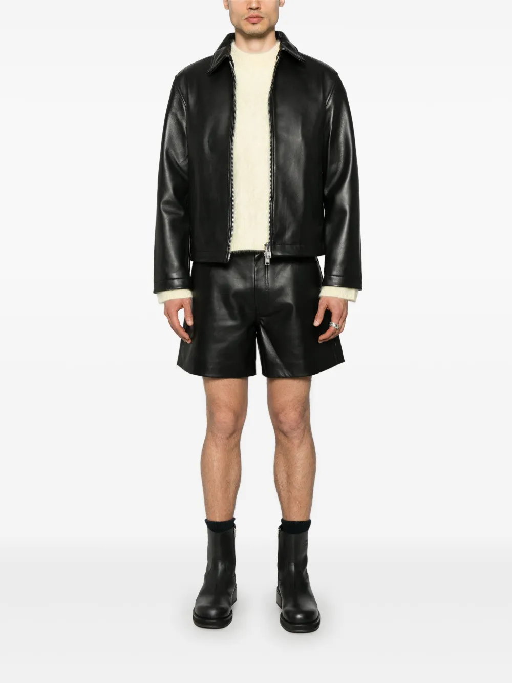 Sunflower leather shorts - Zwart